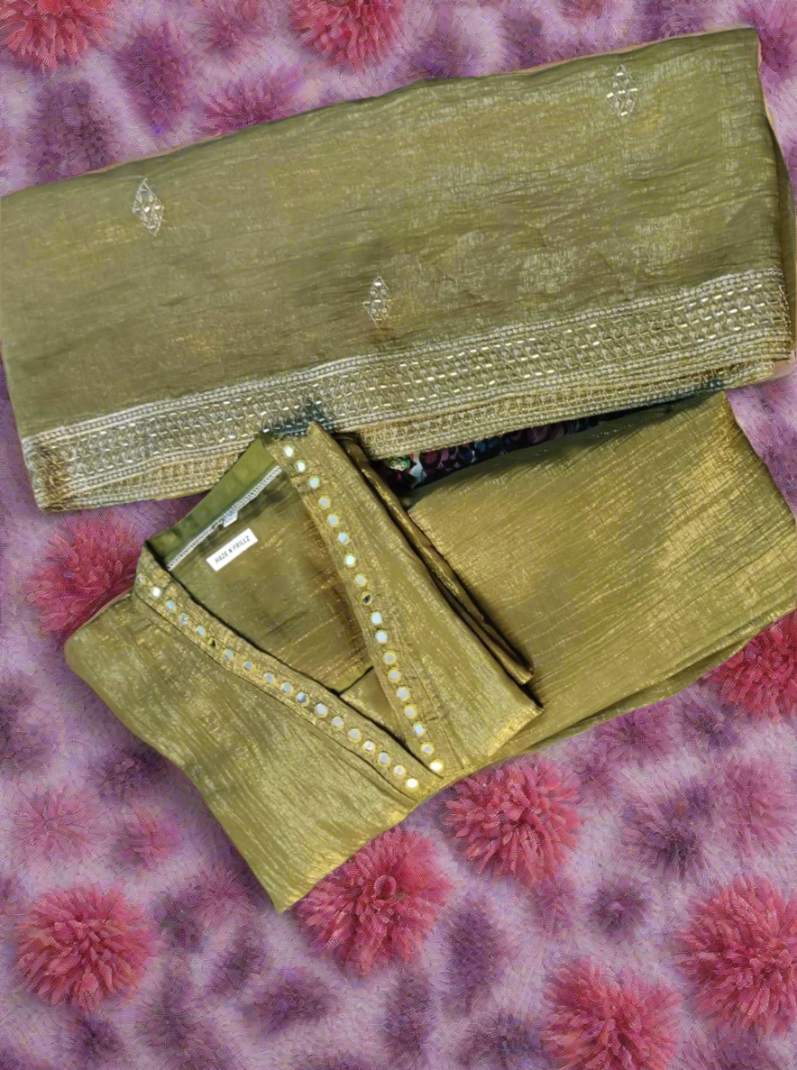 Olive Green Crepe Georgette 3-pc Salwar Suit