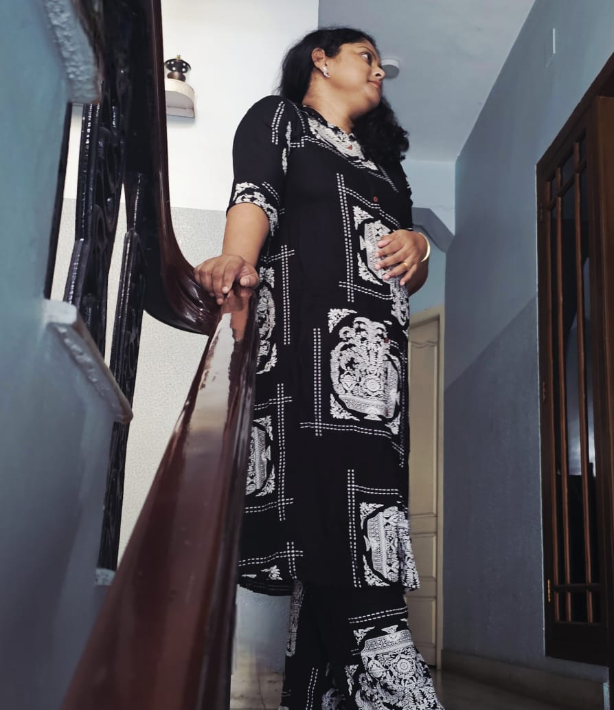 Black Printed A-line Rayon Co-ord Set
