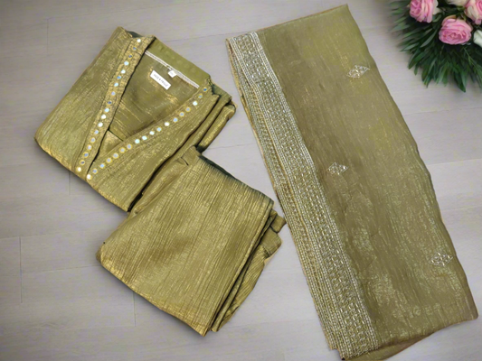 Olive Green Crepe Georgette 3-pc Salwar Suit