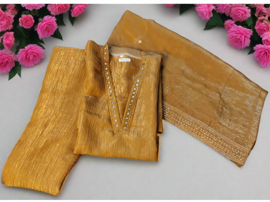 Sandalwood Color Crepe Georgette 3 pc Salwar Suit